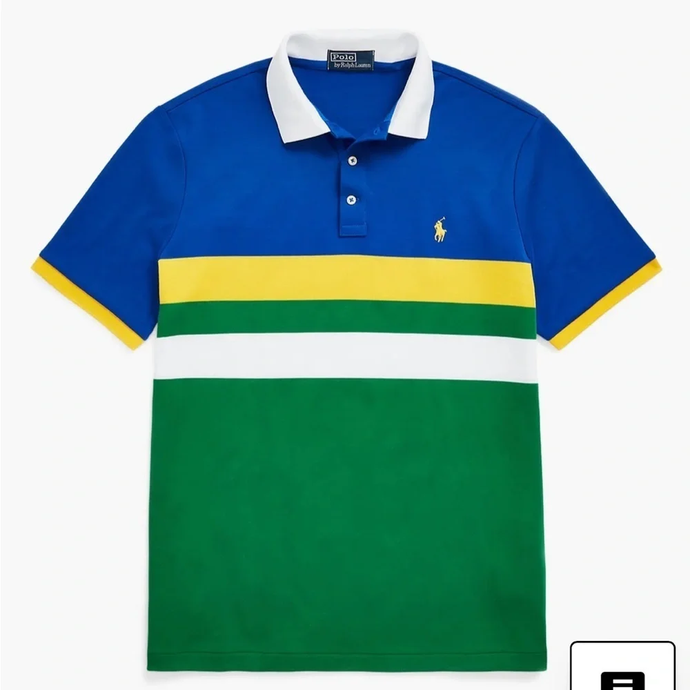 Classic Fit Colorblock Yellow Logo Embroidered Polo Polo Ralph Lauren NWT  small